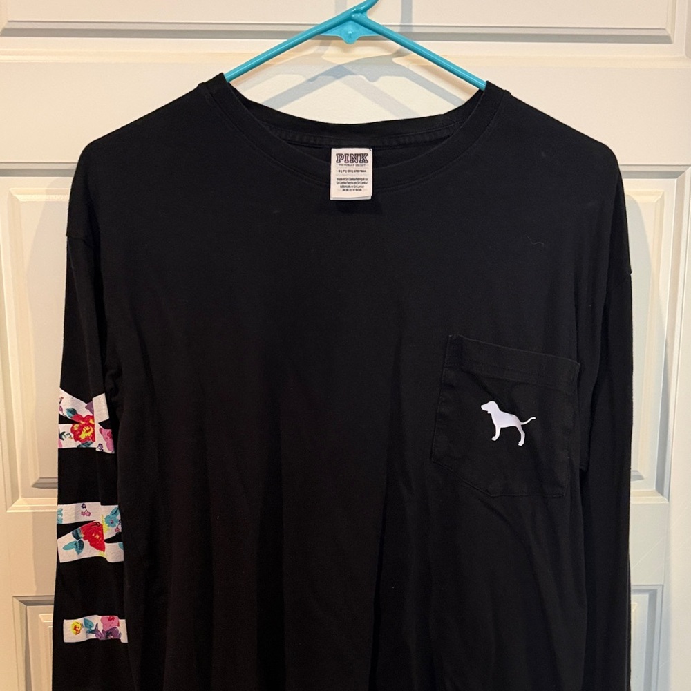 PINK Victoria's Secret Black Long Sleeve Shirt with Logo - Picture 6 of 7
